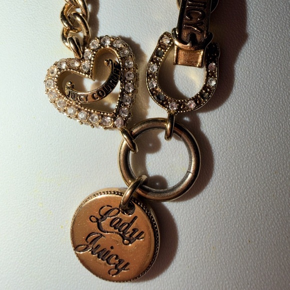 Juicy Couture Jewelry - Y2K Lady Luck Juicy Couture Gold Tone Necklace Charm Horseshoe Horse Race 🏇 Vtg